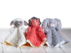 Mary Meyer Putty Lamb fabric texture enhances comforting tactile experience.