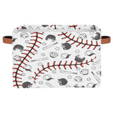 MARYHFENVA baseball storage basket front view with sturdy handles for easy carry