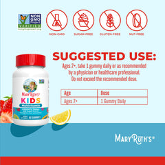MaryRuth Organics Kids Vitamins flavors display with kid-friendly strawberry papaya super punch