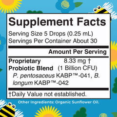 MaryRuth Organics Baby Probiotic Drops bottle side showcasing organic vegan formula