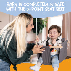 Mass Lumber 3-point harness provides safe restraint for infants and toddlers.