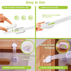 Matenf 4-Pack Child Proof Cabinet Locks — No-Drill, ABS Safety for Drawers & Fridges