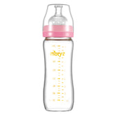 Matyz 8-ounce glass baby bottle with nipple, easy to hold for comfortable feeding.