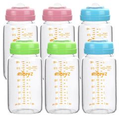 Matyz glass breastmilk bottle wide neck with measurement marks for precise storage.