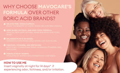MavoCare boric acid suppositories with vitamin E for vaginal hydration and comfort