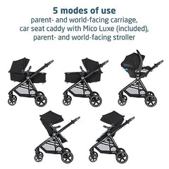 Maxi-Cosi Zelia Luxe MaxShade canopy provides UV protection and visibility.
