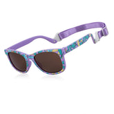 MAXJULI baby sunglasses leaf-brown front view with secure fit.