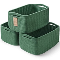 Maxuni 3-pack rope storage baskets organize shelves with a soft, durable finish.