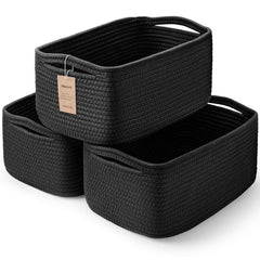 Maxuni 3-pack small storage baskets with handles for tidy shelves.