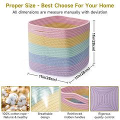 Maxuni cotton rope woven basket foldable design adds portable storage for closets