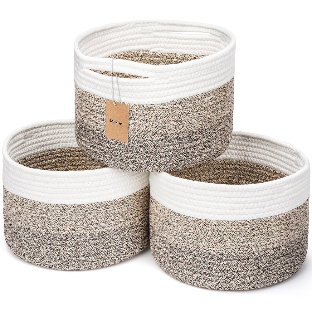 Maxuni small rope basket on a shelf for neat storage and easy access