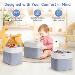 Maxuni Cotton Rope baskets on light wood emphasize natural materials.