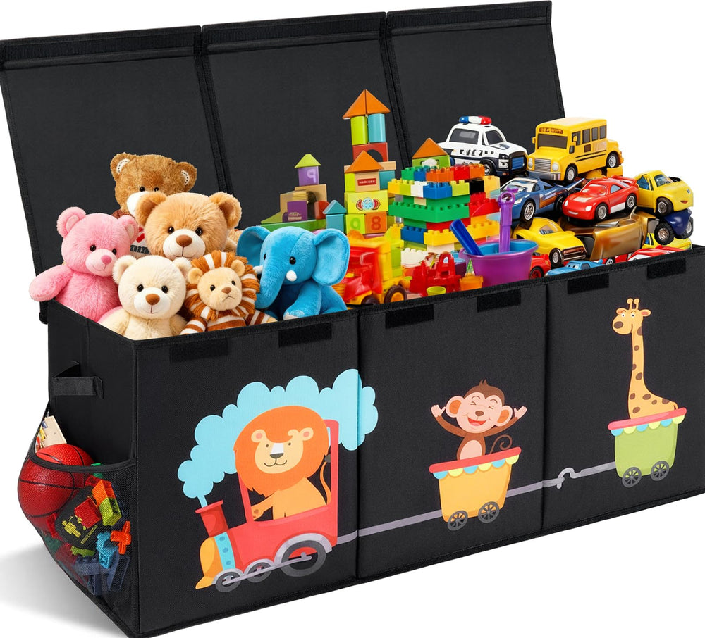 Maxuni XL Toy Box with lid closed, dust-protected and tidy storage.