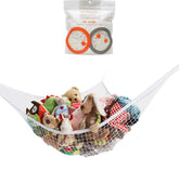 Mayapple Baby stuffed animal hammock setup keeps nursery tidy and organized.