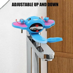 MAYIWO toddler blue extender, side view, promotes independent handwashing.