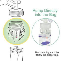 Maymom adapter enables direct pumping into storage bags to reduce transfers