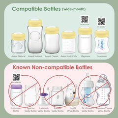 Maymom travel cap compatible with Avent wide mouth bottles for secure compatibility