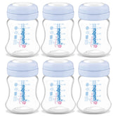 Maymom wide-mouth collection bottle 6-pack for organized milk storage at home.