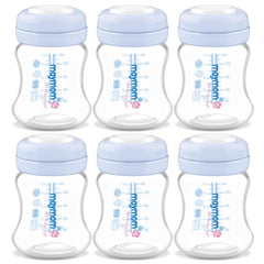 Maymom wide-mouth collection bottle 6-pack for organized milk storage at home.