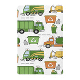 Mazeann garbage trucks crib sheet pattern highlights playful design for a cozy, breathable nursery surface