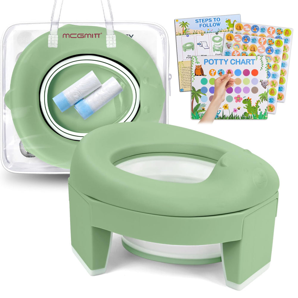MCGMITT portable potty foldable green seat for travel and training