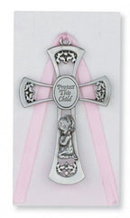 McVan infant crib cross in pink, a soft nursery decor piece and ideal baby shower gift.