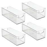Mdesign baby room organizer bin front view with clear body for quick toy visibility.