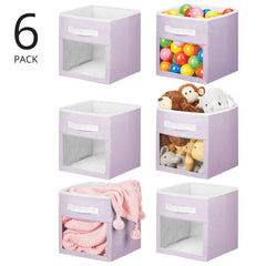 mDesign fabric bin on cube shelf organized storage for playroom.