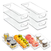 mdesign Ligne long stackable storage container in clear plastic for tidy kitchen organization.