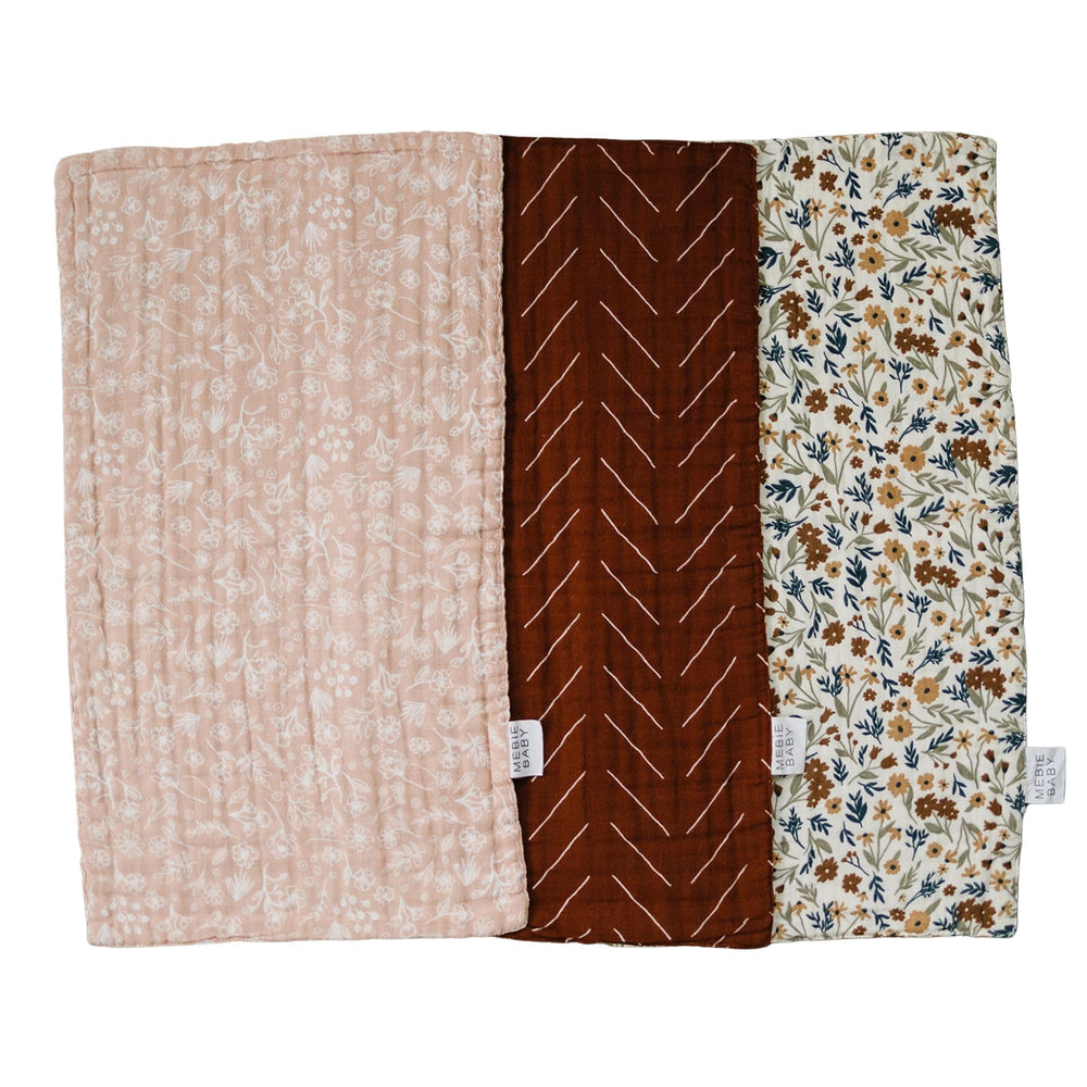 Mebie Baby floral-print burp cloths in 3-pack protect outfits from spit-up