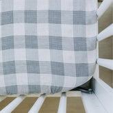 Mebie Baby Coastal Plaid Muslin Crib Sheet for breathable naps and cozy nights