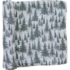 Mebie Baby forest muslin swaddle blanket, breathable 100% cotton for newborn comfort.