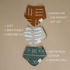 Mebie Baby muslin bib prints pack 2, stylish bandana design for versatile outfits.