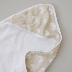 Mebie Baby hooded towel with designer pattern adds color to bath time