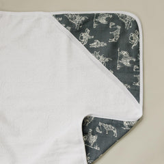 Mebie Baby hooded towel with Wild West pattern, soft front view for bath time