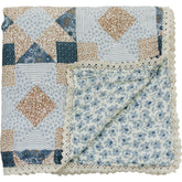Mebie Baby muslin quilt patchwork blue blossom, soft and breathable for babies