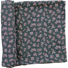 Mebie Baby Olive Bloom swaddle close-up reveals breathable muslin fabric and soft texture.