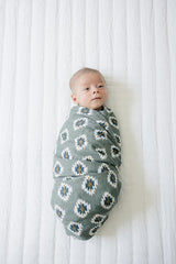 Mebie Baby Southwest Aztec muslin fabric close-up for soft texture.