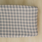 Mebie Baby vintage plaid changing pad cover adds soft, stylish comfort to diaper changes.
