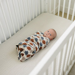 Mebie Baby Western Aztec Muslin Swaddle texture closeup showing soft breathable cotton