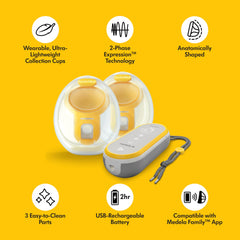 Anatomic design of Medela Freestyle cups supports the underside of the breast.