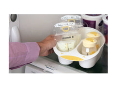 Medela storage tray shown for fridge and freezer organization.