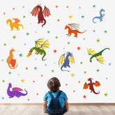 MEFOSS color dragon wall stickers sheet 1 brighten kids' room decor