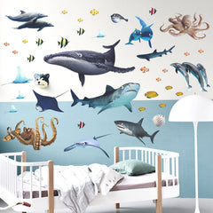 MEFOSS whale wall decal adds playful color to kids' room