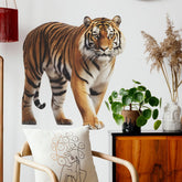MEFOSS tiger wall decal closeup shows watercolor vinyl for a lifelike vibe in kids’ rooms.