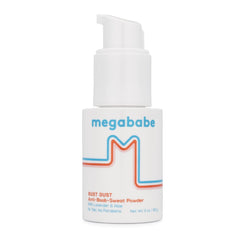 Megababe Bust Dust with pump top view showing talc-free powder for sweat absorption all day