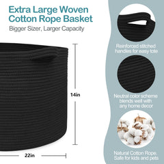 MEGASKET braided cotton rope basket offers soft texture and durable storage for toys.