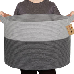 MEGASKET Extra Large Rope Basket front view showing 88L capacity for blankets.