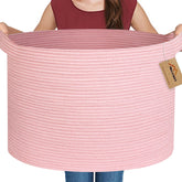MEGASKET pink basket 22x22 with handles for roomy living room storage