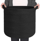 MEGASKET large black basket closeup weave for durable, stylish storage.